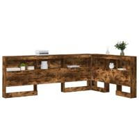 Opberghoofdbord met plank Gerookt eiken 120 cm Bewerkt hout - thumbnail