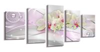 Schilderij - Orchidee Abstract, Roze, 200X100cm, 5luik - thumbnail