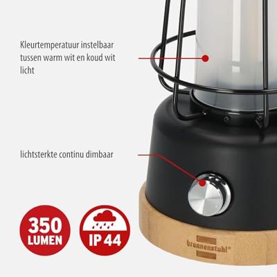 Brennenstuhl 1171800010 Campinglantaarn, Campinglamp 350 lm werkt op een accu 570 g Zwart, Hout Brennenstuhl 1171800010 Campinglantaarn, Campinglamp 350 lm werkt op een accu 570 g Zwart, Hout