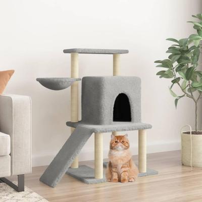 VidaXL Kattenmeubel met sisal krabpalen 96,5 cm lichtgrijs VidaXL Kattenmeubel met sisal krabpalen 96,5 cm lichtgrijs