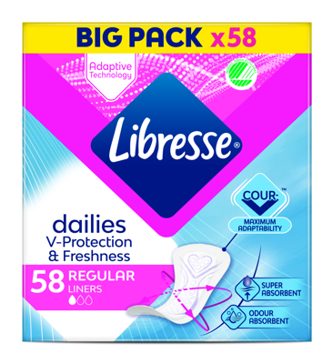 Libresse Dailies V-Protection Regular Inlegkruisjes Libresse Dailies V-Protection Regular Inlegkruisjes