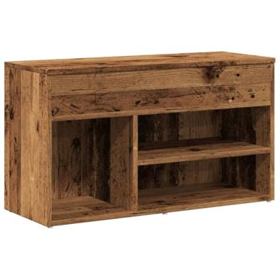 VidaXL Schoenenbank 80x30x45 cm bewerkt hout oud houtkleurig VidaXL Schoenenbank 80x30x45 cm bewerkt hout oud houtkleurig