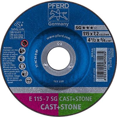 PFERD TOOLS 62911625 E 115-7 SG CAST+STONE Afbraamschijf gebogen Diameter 115 mm Boordiameter 22.23 mm Aluminium legering, Gietijzer, Giethuid, Beton, Titanium PFERD TOOLS 62911625 E 115-7 SG CAST+STONE Afbraamschijf gebogen Diameter 115 mm Boordiameter 22.23 mm Aluminium legering, Gietijzer, Giethuid, Beton, Titanium