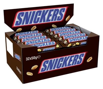 Snoep snickers reep 32x50 gram