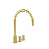 Badrandkraan Tres Study Exclusive Tweeknops Uitloop Gebogen 21,5 cm Mat Goud Tres - thumbnail