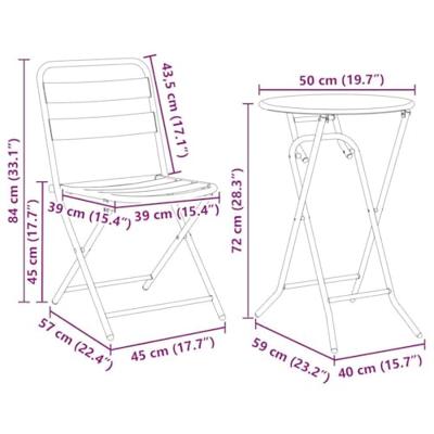 Bistroset 3 pcs Antraciet Staal