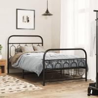 Bedframe met hoofd- en voeteneinde metaal zwart 107x203 cm - thumbnail