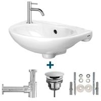 Go by Van Marcke fonteinset 44.5x27x17cm met chromen koudwaterkraan, sifon en waste porselein wit sw10735/sw21230/sw290278/sw293043/sw293338/ - thumbnail