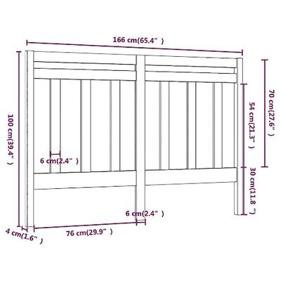 Hoofdbord 166x4x100 cm massief grenenhout - thumbnail