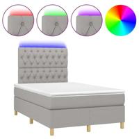 Boxspring met matras en LED stof lichtgrijs 120x190 cm - thumbnail
