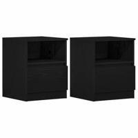 Nachtkastje 2 pcs Zwart Eiken 40 x 40 x 50 cm Bewerkt hout - thumbnail