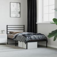 Bedframe met hoofdbord metaal zwart 80x200 cm - thumbnail