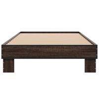 Bedframe bewerkt hout en metaal bruin eikenkleurig 90x190 cm - thumbnail