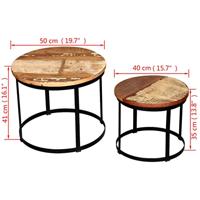 Salontafel set 40/50 cm gerecycled hout rond 2-delig - thumbnail