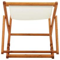 vidaXL Strandstoel inklapbaar eucalyptushout en stof crèmewit - thumbnail