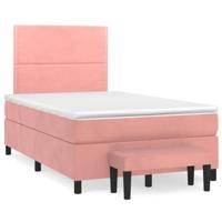 Boxspring met matras fluweel roze 120x200 cm - thumbnail