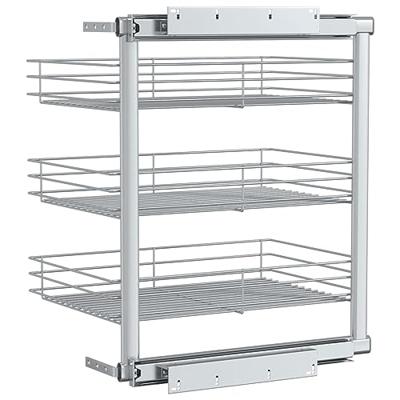 Draadmand keuken uittrekbaar 3-laags 47x35x56 cm zilverkleurig