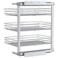 Draadmand keuken uittrekbaar 3-laags 47x35x56 cm zilverkleurig - thumbnail