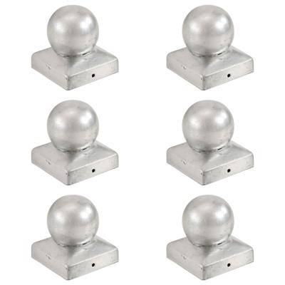 VidaXL Paalkappen 6 st bol 71x71 mm gegalvaniseerd metaal