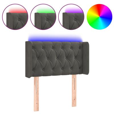 Hoofdbord LED 147x16x78/88 cm fluweel donkergrijs