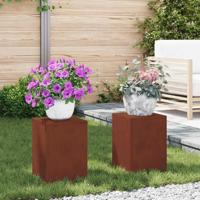 VidaXL Plantenstandaard 2 pcs roestig 24 x 24 x 35 cm cortenstaal - thumbnail