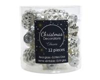 12 Glazen dennenappels 40 mm zilver KSD Decoris - Decoris - thumbnail