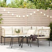 Loungeset met kussens staal en textileen zwart - thumbnail