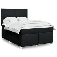Boxspring met matras stof zwart 140x200 cm - thumbnail