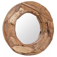 Decoratieve spiegel rond 60 cm teakhout - thumbnail