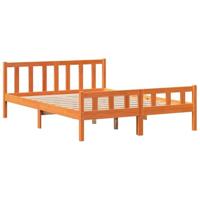Bedframe met hoofdbord massief grenenhout wasbruin 150x200 cm - thumbnail