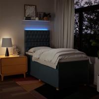 Boxspring met matras stof blauw 90x190 cm - thumbnail