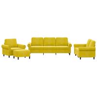 4-delige Loungeset met kussens fluweel geel - thumbnail