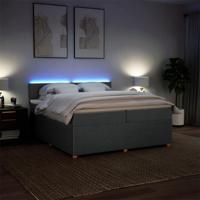 Boxspring met matras stof donkergrijs 200x200 cm - thumbnail