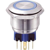 TRU COMPONENTS 701790 GQ25-11E/B/12V Vandalismebestendige druktoets 250 V/AC 5 A 1x aan/(aan) Moment Blauw IP65 1 stuk(s) - thumbnail