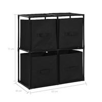 Opbergkast met 4 stoffen manden 63x30x71 cm staal zwart - thumbnail