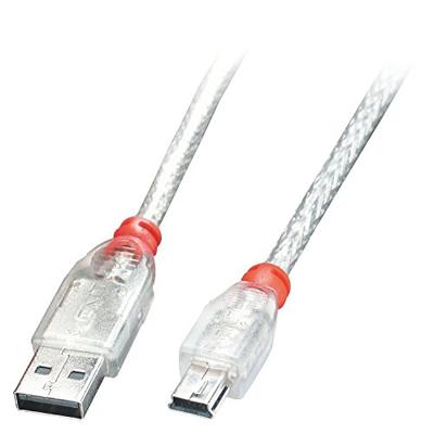 LINDY 41784 3m USB 2.0 type A naar mini-B kabel, transparant