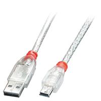 LINDY 41784 3m USB 2.0 type A naar mini-B kabel, transparant - thumbnail