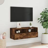Tv-wandmeubel 80x30x30 cm bewerkt hout gerookt eikenkleurig - thumbnail