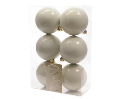 6 Kerstballen plastic glans-mat 80mm wolwit KSD - Ksd 6 Kerstballen plastic glans-mat 80mm wolwit KSD - Ksd