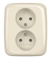 Busch-Jaeger wandcontactdoos 2-voudig zonder randaarde inbouw creme - thumbnail