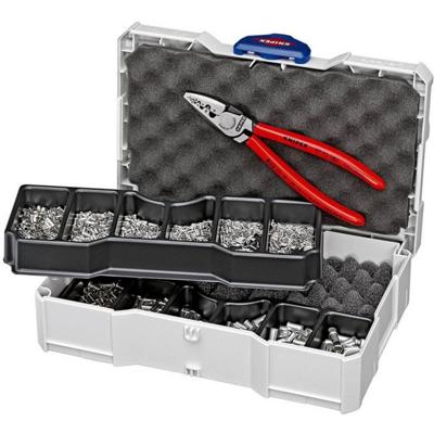Knipex Aderendhülsensortiment mit Zange 44464 Knipex 97 90 05 Krimptang Adereindhulzen 0.25 tot 16 mm² Incl. Tanos mini-systainer, Incl. assortiment