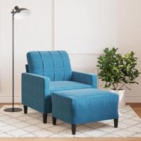 Fauteuil met voetenbank 60 cm fluweel blauw - thumbnail