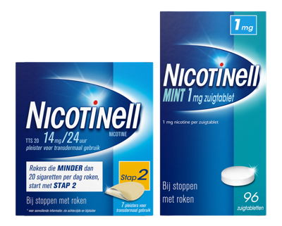 Nicotinell Combineer Pleister 14 mg (7st) en Zuigtablet Mint 1 mg (96st) - Nicotinell Combineer Pleister 14 mg (7st) en Zuigtablet Mint 1 mg (96st) -