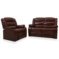 vidaXL 2-delig Bankstel verstelbaar kunstleer bruin - thumbnail