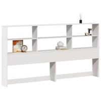 Hoofdbord met opbergruimte 180 cm massief grenenhout wit - thumbnail