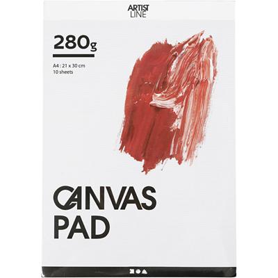 Creativ Company Canvas blok, a4, vel 210x297 mm, 280 gr, wit, 10 vel/ 1 stuk