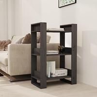 Boekenkast/kamerscherm 60x35x91 cm massief grenenhout grijs - thumbnail