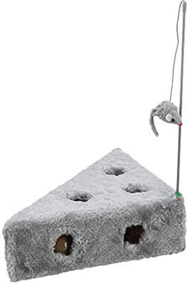 TRIXIE CAT'S CHEESE MET SPEELHENGEL & SPEELBALLEN PLUCHE 36X26X8 CM 2 ST