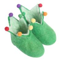 Decoratieve Vilten Babysloffen Groen - thumbnail