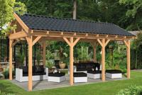 Tuindeco Hamar L Overkapping type 5 690x395 cm Lariks/Douglashout blank- Zadeldak- Onbehandeld lariks Douglas hout- Tuindeco - thumbnail